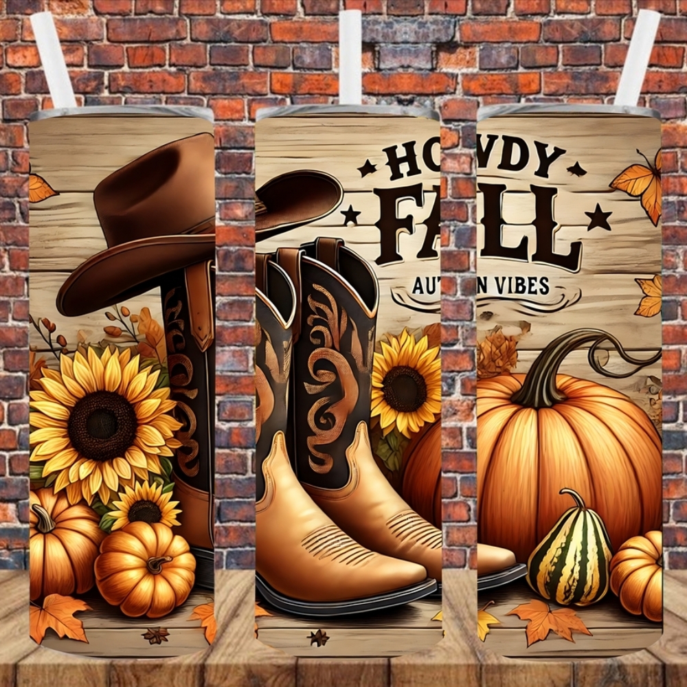 Sublimation Autumn Vibes Tumbler - Orange and Brown